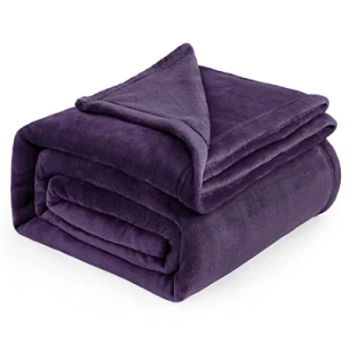 Bild av Sängfilt för flanell soffor 230x270cm filt 180 vändbar 100% mikrofiber Extra mjuk säng Andningsbar violett