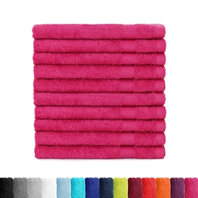 Bild av BaSaTex Frotté gästhanddukar 30 x 50 i set om 10 gästhandduk 100 % bomull tillverkad grönt färg: magenta rosa