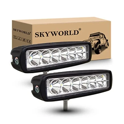 Bild av SKYWORLD 2 st 6 tum 18 W LED arbet bar, offroad spotlights 12 V 24 vattentäta podlampor körning dimljus lampa för 4 x bil lastbil traktor SUV ATV båt, 000 K vit