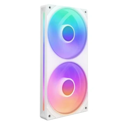 Bild av NZXT F240 RGB Core 240mm fläktenhet med en ram och 2 x 120mm fläktar Hastighets belysningskontroll Högt statiskt tryck luftflöde Fluiddynamiska lager 8 aRGB lysdioder Vit