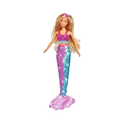 Bild av Simba 105733330 Steffi Love Swap Sjöjungfru Modedockan med Paljettfena Swapfunktion Inklusive 2 x Hårslingor Paljetter, 29 cm, Från 3 år