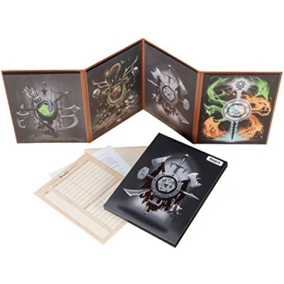 Bild av Hexers Game Master Screen Dungeons and Dragons D&amp;D DND DM Pathfinder RPG Rollspel Kompatibel 4 anpassningsbara paneler inlägg ingår som glider in i fickorna torrraderings spårarblad