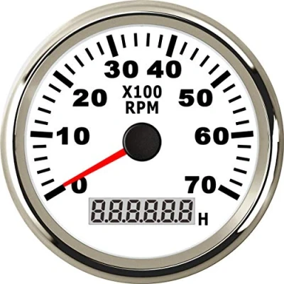Bild av ELING Vattentät varvräknare REV räknare RPM mätare med timmätare 0 7000RPM 85mm 9 32V bakgrundsbelysning