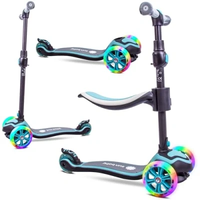 Bild av Tre hjulig balansscooter Flash 3 i 1 LED för barn Pastellblå