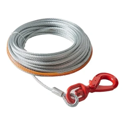 Bild av VEVOR Metallvinschkabel 9,5 mm x 30,5 m galvaniserat stålrep 67,6 kN med vridbar krok, robust dragkabel för SUV, stort terrängfordon, lastbil