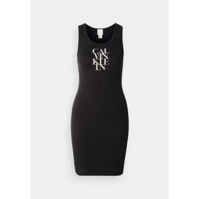Bild av Calvin Klein jeans dam SL bomull 1 x rib tank klänning LV044C203G klänningar, svart (svart), XS, XS