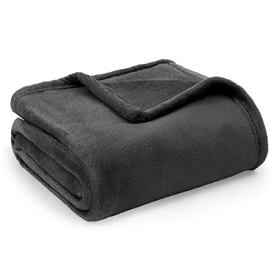 Bild av Bedsure Flanell sofffiltar 150x200 cm Extra mjuk 100% mikrofiber Vändbar 90 sängfilt Andas antracitsvart filt