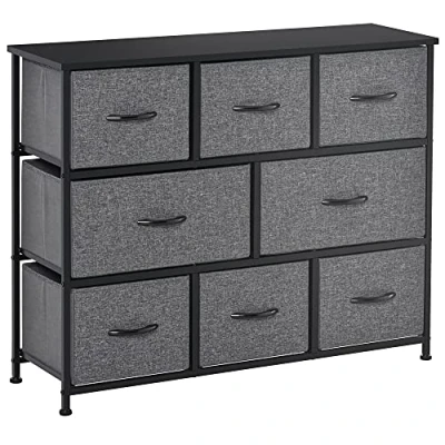 Bild av HOMCOM Byrå chiffoner förvaringsmöbel 8 vikbara lådor i tyg 100 x 30 78,5 cm mörkgrå