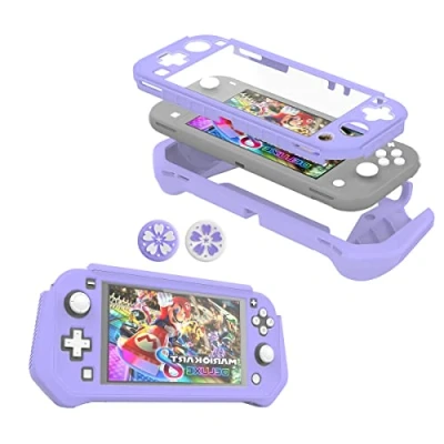 Bild av FIWWAT Switch Lite skyddsfodral för Nintendo Lite, kompatibel skärmskydd fodral handgrepp med avtagbar TPU+inbyggd PC skärm (lila)