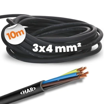 Bild av Lapp 10 meter 1600119 H07RN F 3 x 4 mm² gummiledning flexibel med skyddsledare I UV resistent kabel för utomhusbruk oljebeständig flamsäker anslutning 3G4 mm2 svart