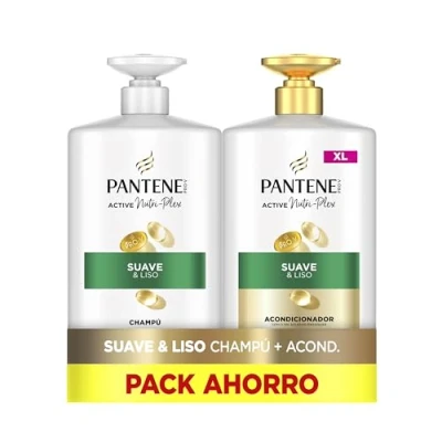 Bild av Pantene Pro V Mjukt och slätt schampo 1 000 ml balsam 800 ml, med dispenser, frissigt avstängt hår