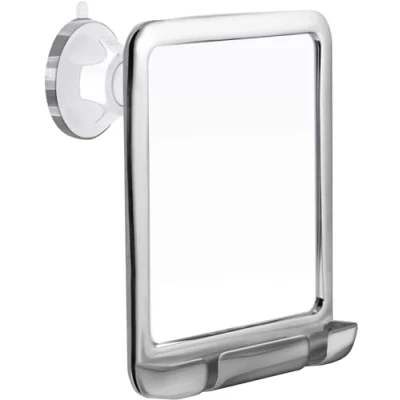 Bild av MIRRORVANA Dimfri duschspegel för rakning med rakhyvelhållare, starkt sug och 360 svängbar, okrossbar antidimdesign, 20 cm x 18 (krom)