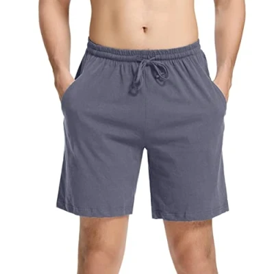 Bild av Irdcomps herr pyjamasbyxor bomull korta sovshorts sommar bermudabyxor män loungewear med sidofickor SXXL, Stil3 blågrå, L