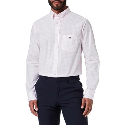 Bild av GANT Herr REG POPLIN Gingham skjorta klassisk skjorta, Light PINK, standard, Ljusrosa, S