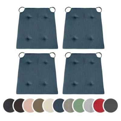 Bild av sleepling 194581 Set om 2 stolskuddar sittdyna för inomhus och utomhus med kardborreband 100 % bomull tillverkad i EU mått: 42 (fram) 35 (bak) x 40 5 cm, mörkblå