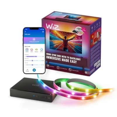 Bild av WiZ HDMI Sync Box med smart TV bakgrundsbelysning Synkroniserar ljus till dina filmer, spel och musik hem RGBIC LED Strip för 55 65 tums apparater App, fungerar Google Alexa