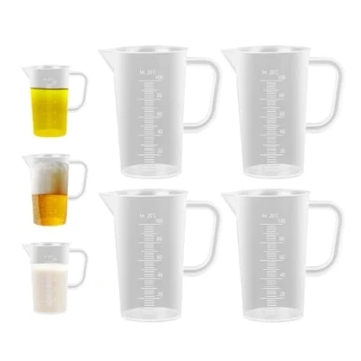 Bild av TenaLucy 4 stycken måttkoppar små, mätkoppar 100 ml mätbägare plastset med handtag mätkopp set mini tvättpulver värmebeständigt precisionsmätkopp våg