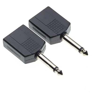 Bild av 6,35mm Mono Jack Plug till 2 x Twin Socket Splitter Adapter Dual 1/4 Y Adapter, Paket met