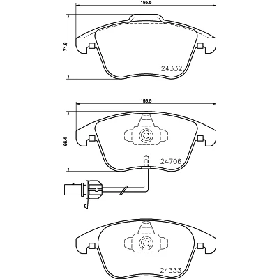 Bild av HELLA 8DB 355 013 861 Jeu de plaquettes frein avec contact du palpeur d&#039;usure intégré AUDI: A4 B8 Avant, A5 Coupe, Berline