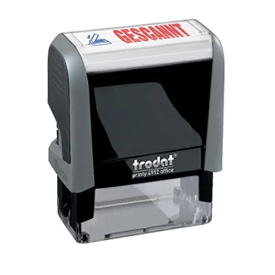 Bild av Trodat Office Printy 4912 självfärgande textstämpel, textskannad, avtrycksfärg blåröd, 47 x 18 mm