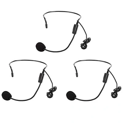 Bild av 3st 3,5 mm skruvplugg Trådbundet huvudkondensor Anti Buller Microphone Headset Mic för Shopping Guide Guider, TV presentatörer, scenföreställningar