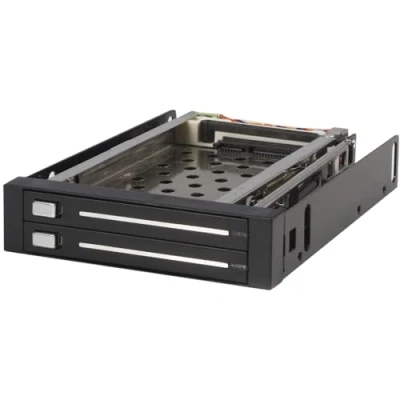 Bild av StarTech.com SATA utbytbar ram 3,5 tum axelbandslös mobila hårddiskar minneshylla för 2 x 6,4 cm (2,5 tum) hot swap HDD i svart