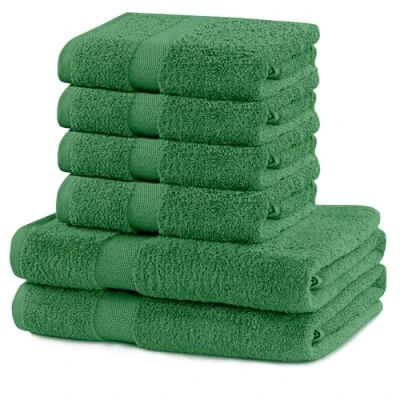 Bild av DecoKing Set med 6 bomullskvalitet 525 g/m² 4 handdukar 50 x 100 cm och 2 badhanddukar 70 140 grön absorberande marinblå
