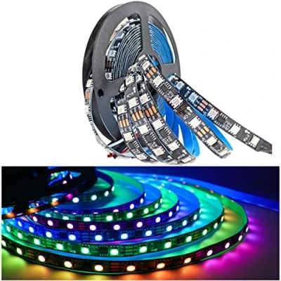 Bild av Tesfish 12V WS2811 LED Remsa, RGB Strip Lights 5 Meter 300 LEDs IP30 Flexibel Svart PCB Fullfärgad Individuell Adresserbar Intelligent Remsa Ljus Extern 1 IC kontroll 3