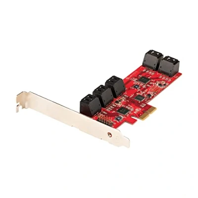 Bild av StarTech.com SATA PCIe kort expansionskort med 10 portar 6 Gbps låg/full profil staplade kontakter ASM1062 icke raid PCI Express till omvandlare/adapter