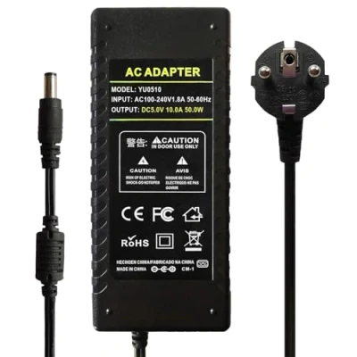 Bild av Tesfish 5V 10A Nätadaptrar Transformator 50W Adapter 5,5 x 2,1/2,5 mm Strömförsörjning för WLAN Router WS2812 WS2812B LED Remsa Ljus Strip Lights