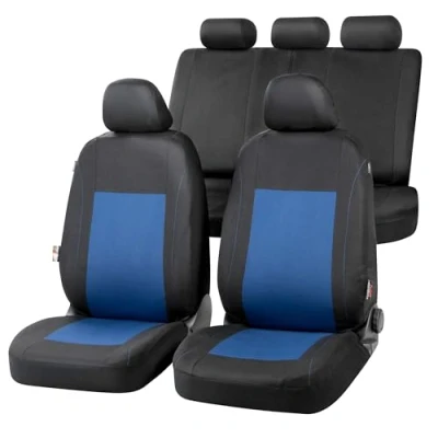Bild av WALSER 13307 Bilsätesskydd svart/blå Polyester fram och bak VOLVO: XC60 I, II, V90 II Kombi, VOLKSWAGEN: Caddy 3, Passat B8 Variant, Golf 7