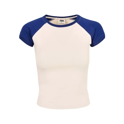 Bild av Urban Classics Stretch Retro Baseball Tshirt med print, Storlek: 4XL, Whitesand spaceblue