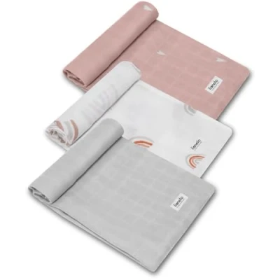 Bild av LIONELO Bamboo set 3 stycken naturliga mullblöjor bambu 70 x 70, från 1:a Livsdag, antibakteriell, antimykotisk, hypoallergisk, mild, mjuk, filt, skötmatta (dino)