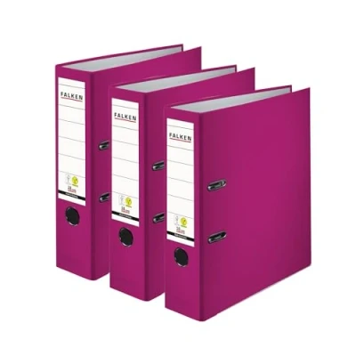 Bild av Original Falken 3 pack PP färgmapp. Tillverkat i Tyskland. 8 cm bred DIN A4 björnbär vegansk plastmapp ringpärm mapp brevmapp kontorsmapp slitsmapp