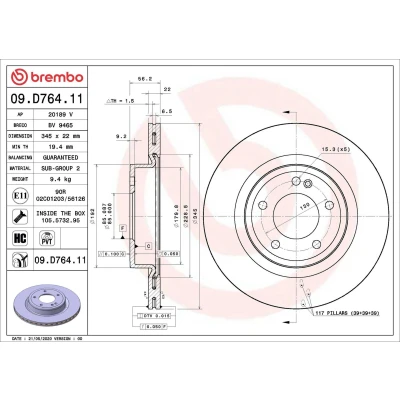 Bild av Bromsskiva BREMBO 09.D764.11