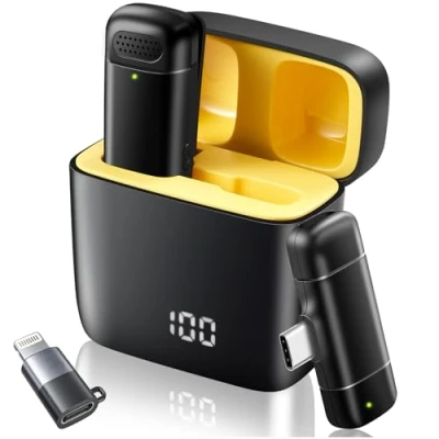 Bild av VOVIGGOL Trådlös Lavalier mikrofon för Smartphone iPad Android med 400 mAh laddningsfodral, Plug &amp; Play mini lapellmikrofon videoinspelning YouTube, Live Stream, TikTok, Vlog, intervju