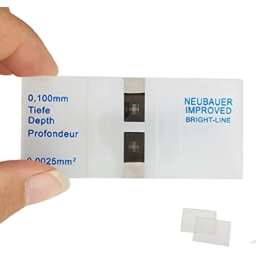 Bild av MUHWA Hemocytometer Neubauer förbättrad blodräkning kammarceller räkningskammare med ljus linje 2 st täckband