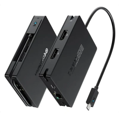 Bild av Cable Matters 8 i 1 bärbar 40 Gbps USB4 hubb (USB 4 docka) dubbel DisplayPort 4K @60Hz, en 8K 100 W PD, Gigabit Ethernet, kompatibel med Thunderbolt för XPS, Surface Pro, iPad Pro