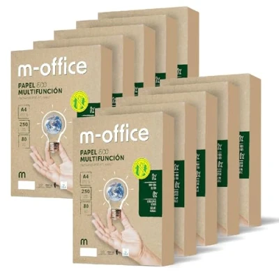 Bild av Återvunnet papper, DIN A4, 80 g, papper för kopiatorer och skrivare, 10 förpackningar med 250 ark 100% återvunnet m kontor (2 500 ark)