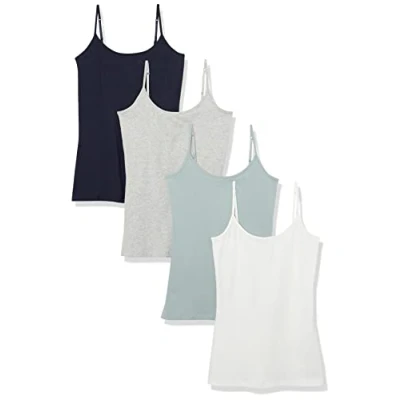 Bild av Amazon Essentials Women&#039;s Kamisol smal passform, Pack of 4, Grå/Marinblå/Turkosgrön/Vit, XL