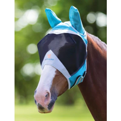 Bild av Shires Fine Mesh Fly Mask med öron Blågrön: Ponny