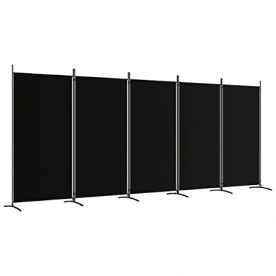 Bild av vidaXL Rumsavdelare 5 paneler svart 433x180 cm tyg, vikbar avdelare, vikbara rumsavdelare, skärmväggar, skärmvägg, skiljevägg