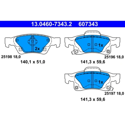 Bild av ATE 13.0460 7343.2 Jeu de plaquettes frein avec indicateur d&#039;usure JEEP: GRAND CHEROKEE 4