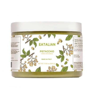 Bild av EATALIAN by AMZ BETTER Pistachio Cream, Delicious Spreadable Cream with a Sweet and Unique Taste, Ideal on Bread, Perfect Ice Excellent for Dubai Chocolate, 500 gr Made in Italy