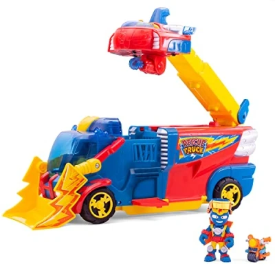 Bild av SuperThings Rescue Truck With an extendable ladder and a detachable Ship. Includes 1 exclusive Kazoom Kid SuperThing. lights sound effects