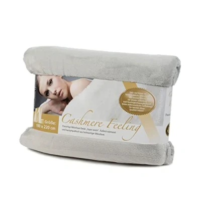 Bild av Gözze Premium Cashmere Feeling Filt, Polyester, 180 x 220 cm, Silver