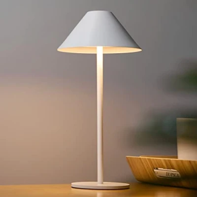 Bild av Bojim LED bordslampa, 3 färger bordslampa trådlös IP54 vattentät utomhus, touch switch vit med uppladdningsbart batteri för sovrum bar restaurang bord deco camping