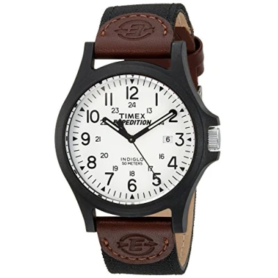 Bild av Timex Expedition för män husbilsklocka med urtavla analog display och nylonrem, Brun/vit/svart, ledig