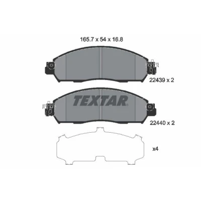 Bild av TEXTAR 2243901 Jeu de plaquettes frein contact signal d&#039;usure inclus avec accessoires NISSAN: NP300 Navara Pick up