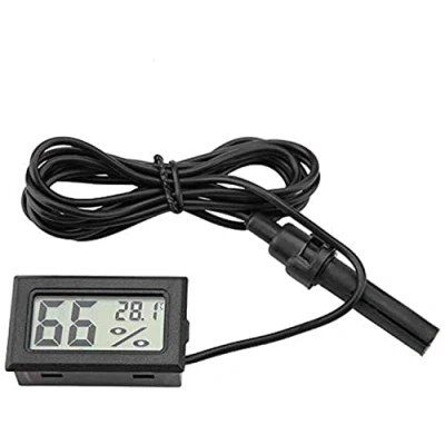 Bild av DollaTek 2 i 1 digital LCD integrerad hygrometermometer med extern för reptilinkubator akvarium fjäderfä svart